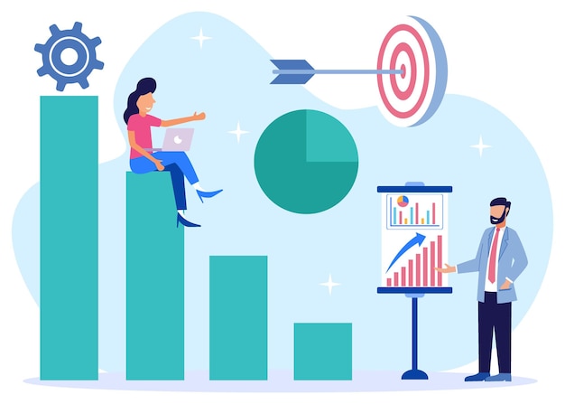 illustration vector graphic cartoon character of business growth