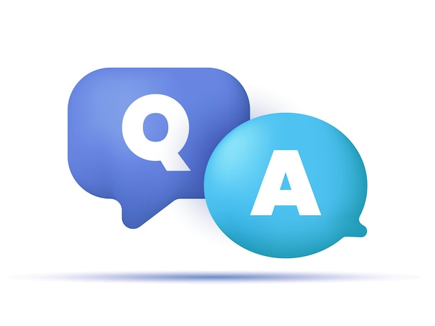 illustration vector icon 3d speech bubble q letters questions