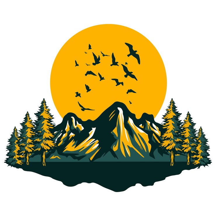Vektor ilustrator desain vector mountain art