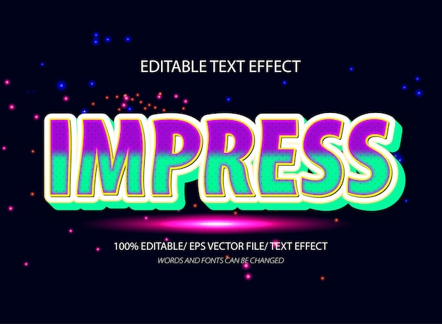 Impress 3d editable text effect and editable text style