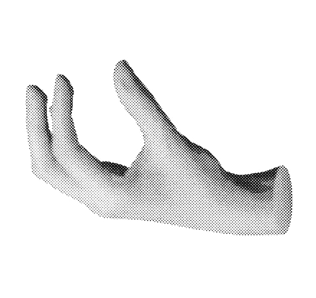 Index finger and thumb holding something Halftone style vector isolated on white background
