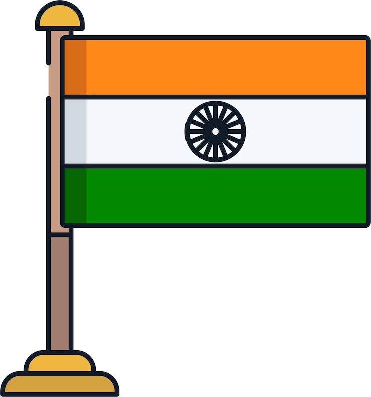 Vektor india flagsolid linear color vector illustration