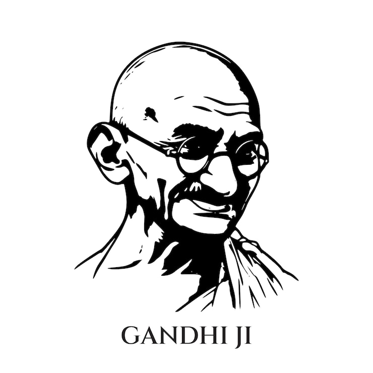 Vektor indian freedom fighter illustration drawing outline