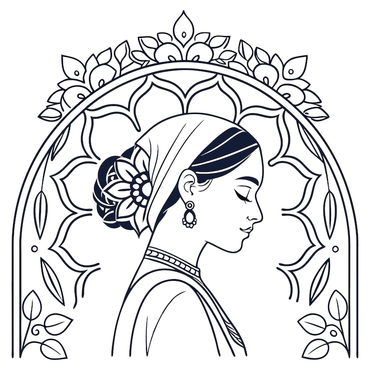 Vektor indian wedding stencil bride framed