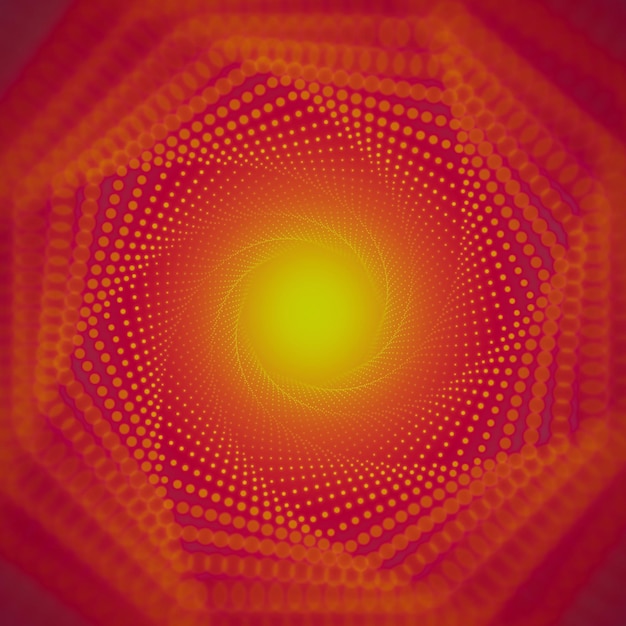 infinite tunnel of shining flares on red background with shallow depth of field.
