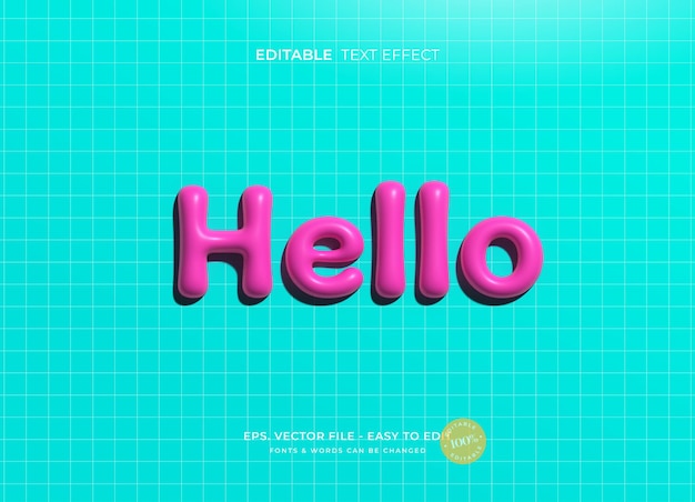Inflate editable text effect 3D purple text style