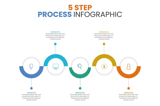 infographic design template timeline concept with 5 steps can be used for workflow layout diagram