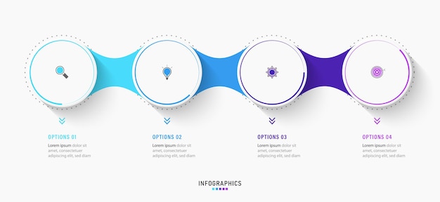 Infographic design template with 4 options or steps. 