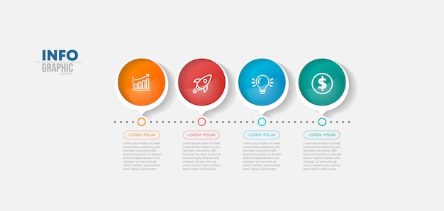 Infographic element with icons and 4 options or steps. 