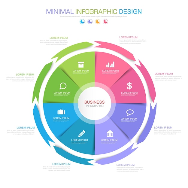 Infographic Elements with business icon process or steps and options workflow vector design