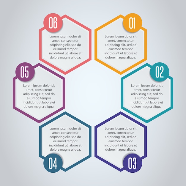 infographic presentation with geometric shapes and numbers