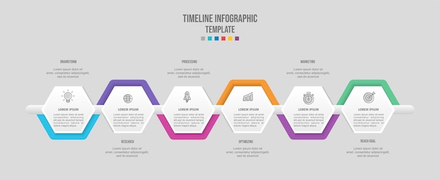 Infographic template for business 6 Steps Modern Timeline diagram presentation vector infographic