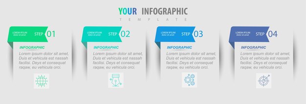 infographics business process with 4 steps or options circles data visualization