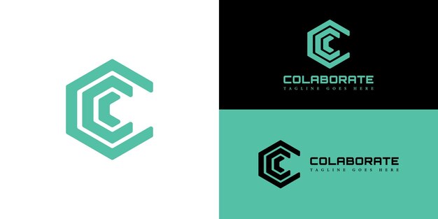 initial letter cc and c logo design vector template in green color isolated in multiple backgrounds