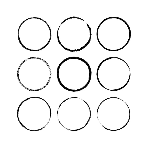 ink circle frame grunge empty black boxes set oval borders collections rubber stamp imprint vector