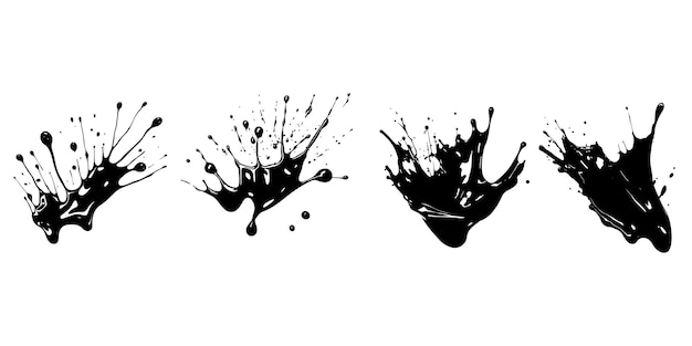 Ink Drops with Splashes and Blotter Spots in a Set of Dirty Grunge Artistic Abstract Spot Vectors