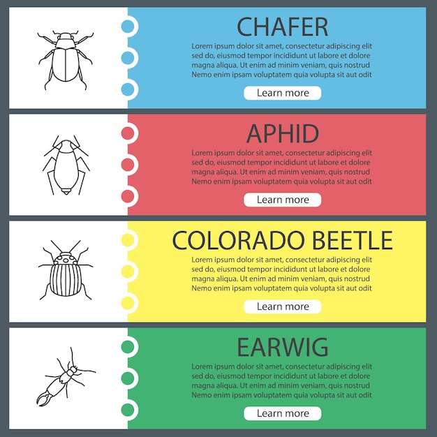 Insects web banner templates set