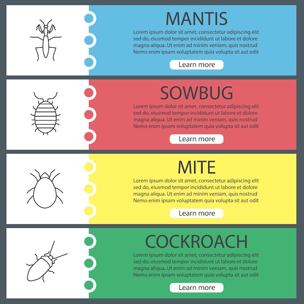 Insects web banner templates set