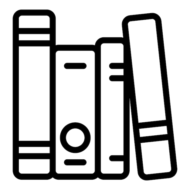 Interactive learning book stack icon Outline interactive learning book stack vector icon for web design isolated on white background