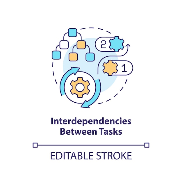 Interdependencies between tasks concept icon