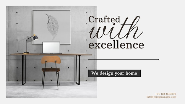Interior Facebook cover template editable design vector