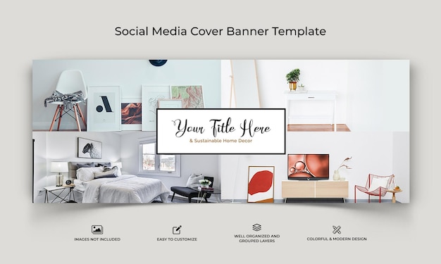Interiør Minimal banner for Facebook-omslag på sosiale medier - Premium Vector
