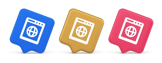 internet browser global wireless connection button cyberspace virtual networking 3d icon
