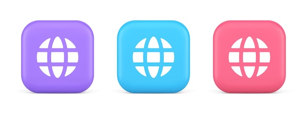 Internet connection global web communication button planet globalization technology 3d icon