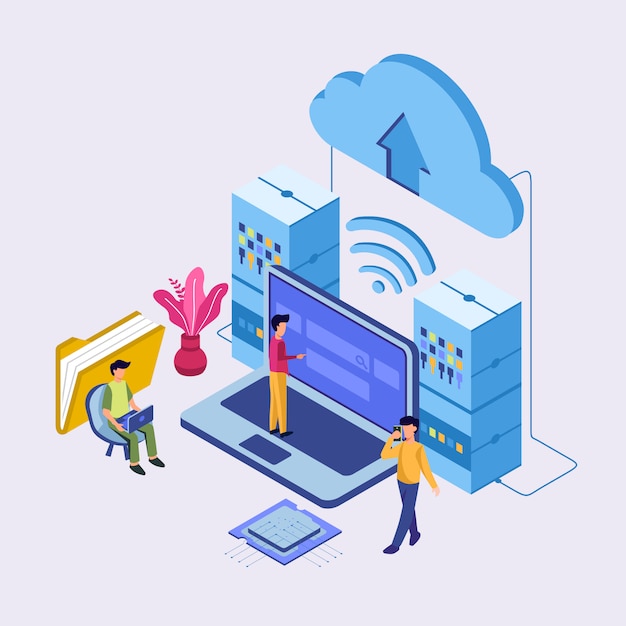 Internet data center connection, administrator of web hosting concept.