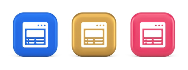 Internet document tax form banking account web page button browsing interface 3d realistic icons