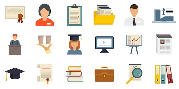 internship icons set. flat set of internship vector icons isolated on white background