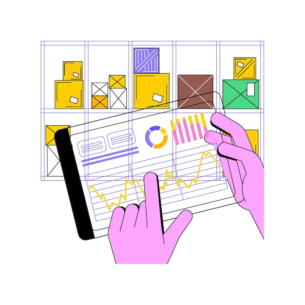 Iot in warehousing isolated cartoon vector illustrations