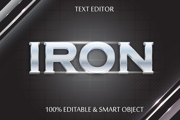 Iron editable text effect 3 dimension emboss modern style