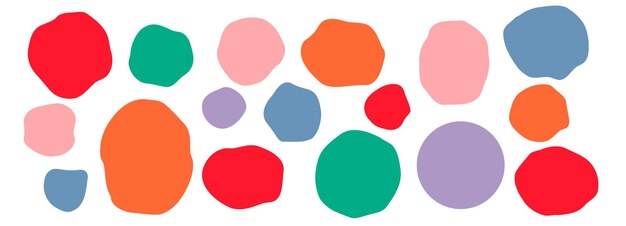 irregular asymmetric organic stone shape collage simple pebble isolated vector elements colorful blot banner vector illustration fantasy magic speck bright splotch isolated flat fleck