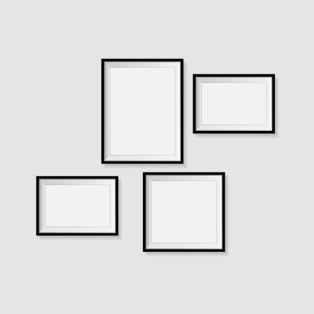 Isolated against a wall a blank picture frame template set