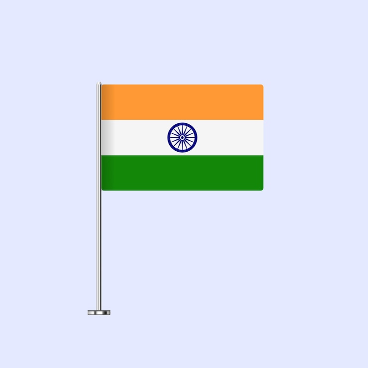 Vektor isolated india table flag on pole indian flag vector design for print and web