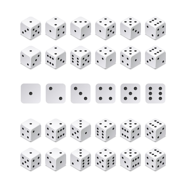 isometric 3d dice combination. vector game cubes isolated. collection for gambling app and casino concept. dice game, gambling cube for casino illustration