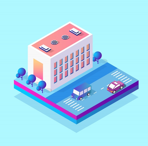 Isometric 3d module block district part