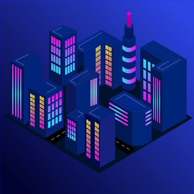 Isometric city concept illustration for