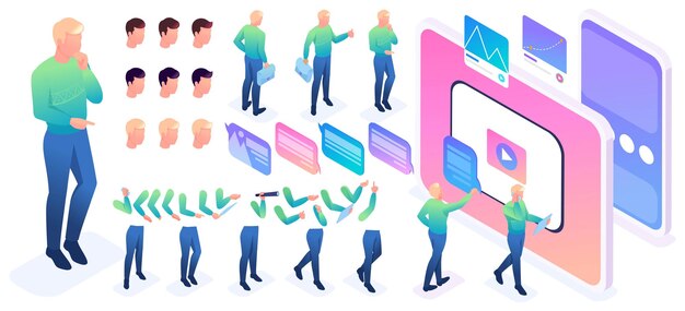 Isometric constructor to create a character Set poses for the movement of characters
