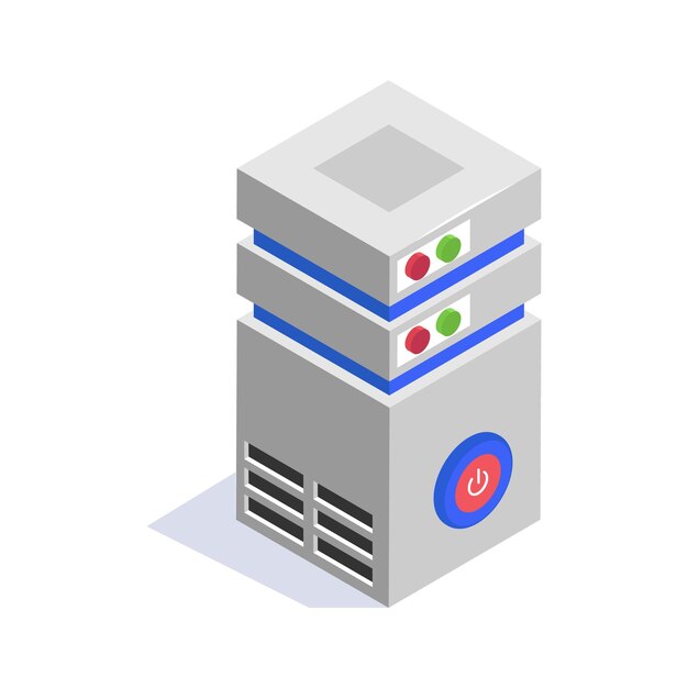 Isometric data server icon perfect for tech IT and network infrastructure designs