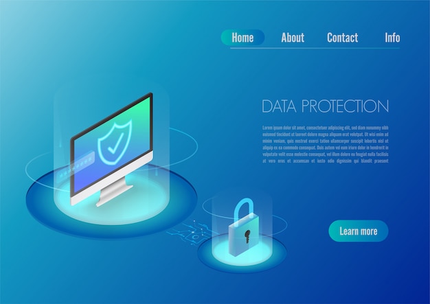 Isometric design concept web banner computer