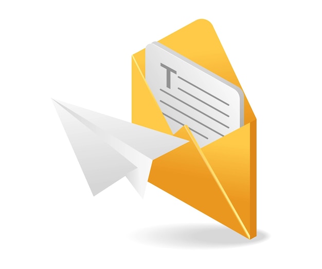 Isometric flat 3d illustration concept of send email letter