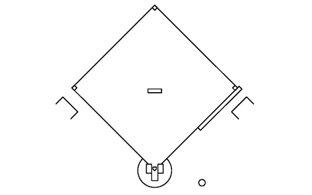 Isometric illustration of a simple line drawing of a baseball field