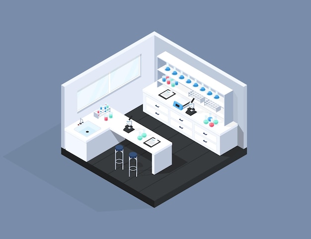 Isometric laboratory room illustration