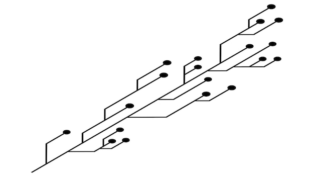 isometric printed circuit board pcb tracks isolated on white background technical clipart with lines and dots at the ends design element
