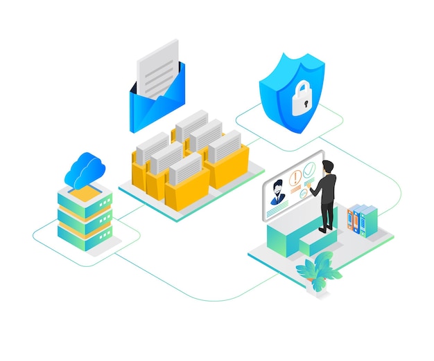 Isometric style illustration about email security service