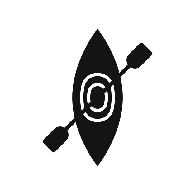 kayak with paddle icon symbol on white background