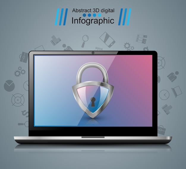 Key, lock icon. Business infographic 