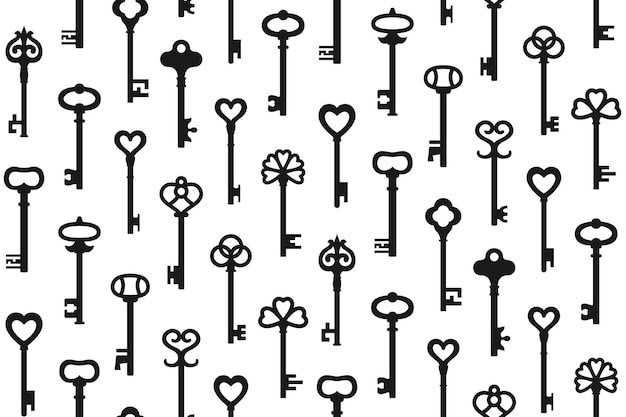 Key seamless pattern old boundless fabric wallpaper vintage packaging repeat background scrapbook